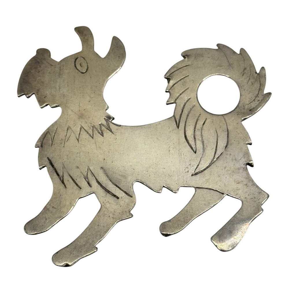 Vintage Mexico Silver Dog Brooch Pin